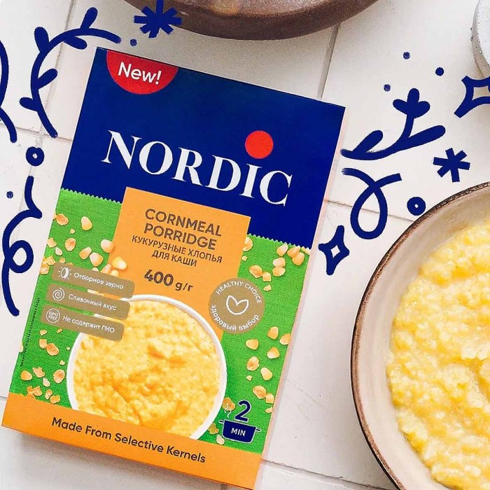 Хлопья кукурузные Nordic для каши 400гр к/у