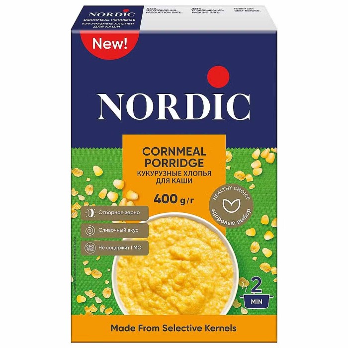 Хлопья кукурузные Nordic для каши 400гр к/у