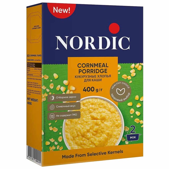 Хлопья кукурузные Nordic для каши 400гр к/у