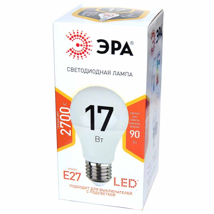 Лампочка светодиодная Эра А60-17w-827-E27 к/у