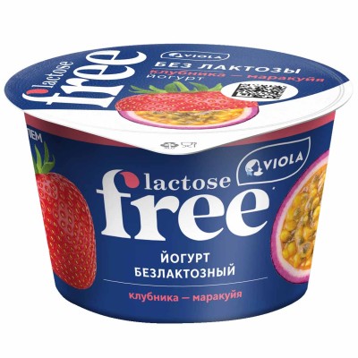 Йогурт Viola безлактозный Клубника-Маракуйя 2,7% 180гр пэт