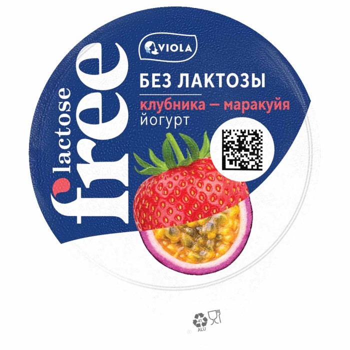 Йогурт Viola безлактозный Клубника-Маракуйя 2,7% 180гр пэт