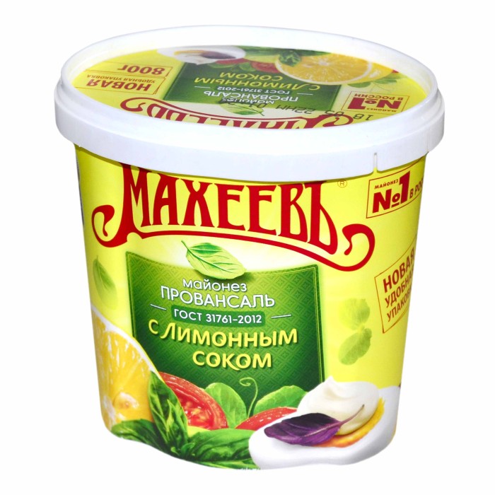 Майонез Махеевъ Провансаль с лимонныйм соком 50,5% 800гр ведро