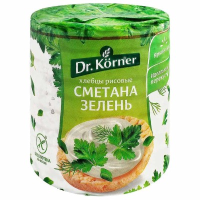 Хлебцы Dr.Korner рисовые со сметаной и зеленью 80гр м/у