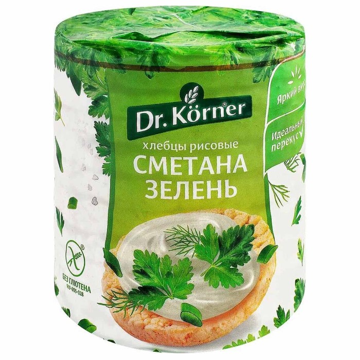 Хлебцы Dr.Korner рисовые со сметаной и зеленью 80гр м/у