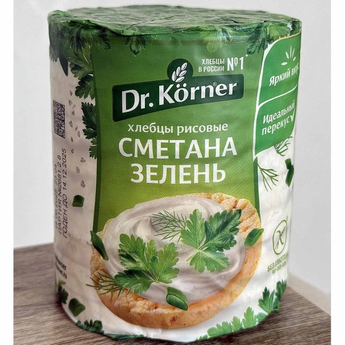 Хлебцы Dr.Korner рисовые со сметаной и зеленью 80гр м/у