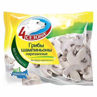 Грибы шампиньоны 4 сезона нарезанный 400гр м/у