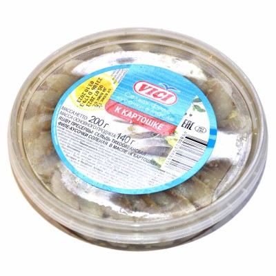 Сельдь Vici К картошке филе-кусочки соленая в масле 200гр пэт