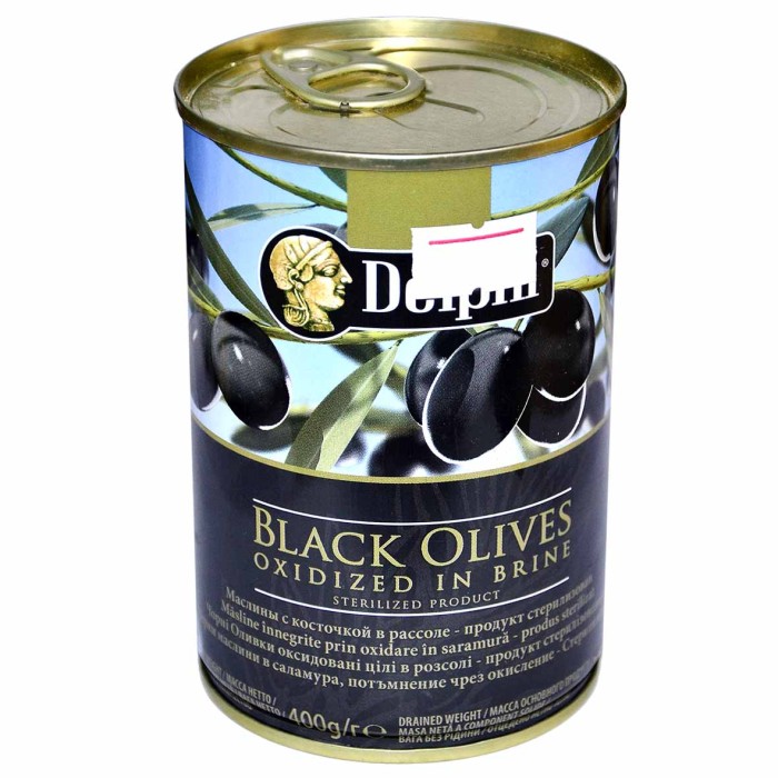 Маслины Delphi Superior с косточкой в рассоле 400гр ж/б