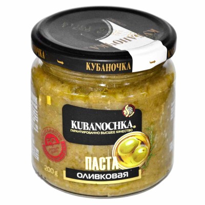 Паста Кубаночка из зеленых оливок 200гр ст/б