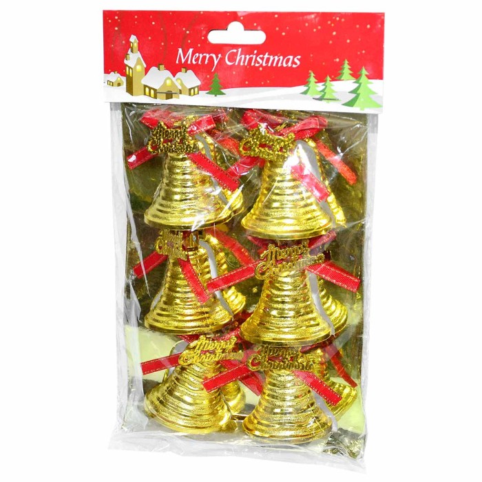 Украшения новогоднее Колокольчики золотые 6шт артТ-008