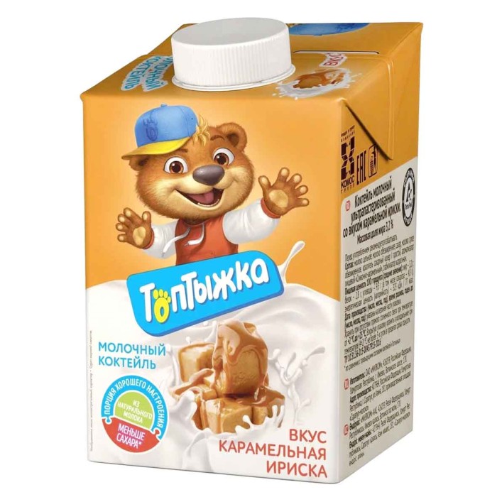 Коктейль молочный Топтыжка карамельная ириска 3,2% 500мл т/п