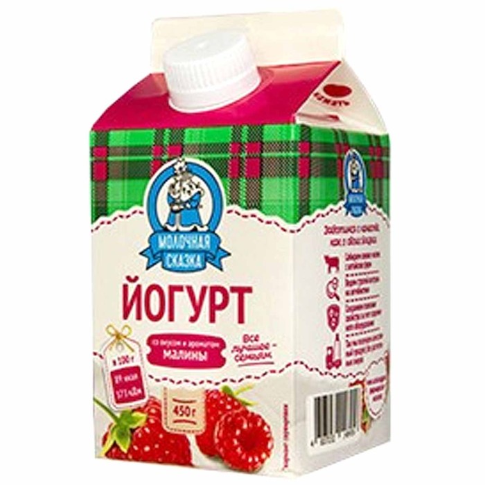 Йогурт питьевой Молочная сказка со вкусом и ароматом малины 2,5% 450гр т/п