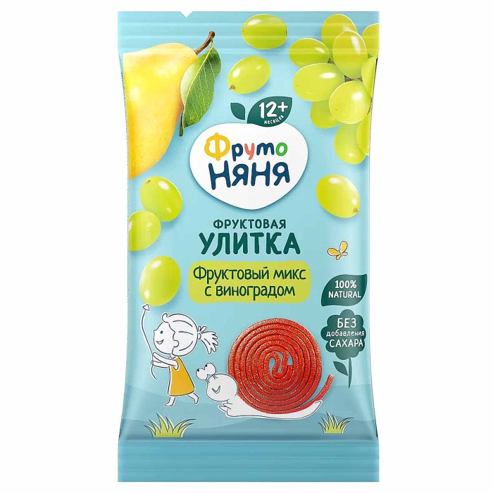 Кусочки фруктовые ФрутоНяня яблоко-груша слива и виноград с 12мес 15гр м/у