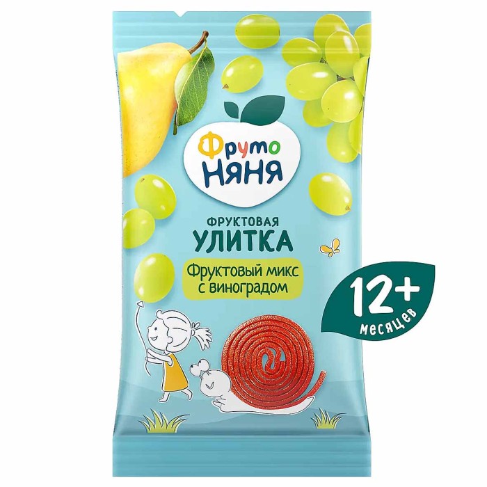 Кусочки фруктовые ФрутоНяня яблоко-груша слива и виноград с 12мес 15гр м/у