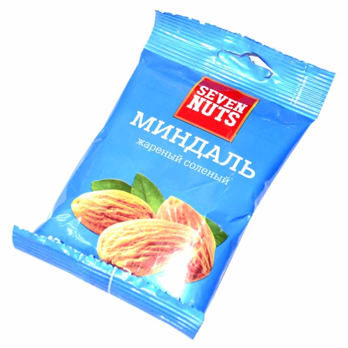 Миндаль Seven Nuts жареный соленый 50гр м/у