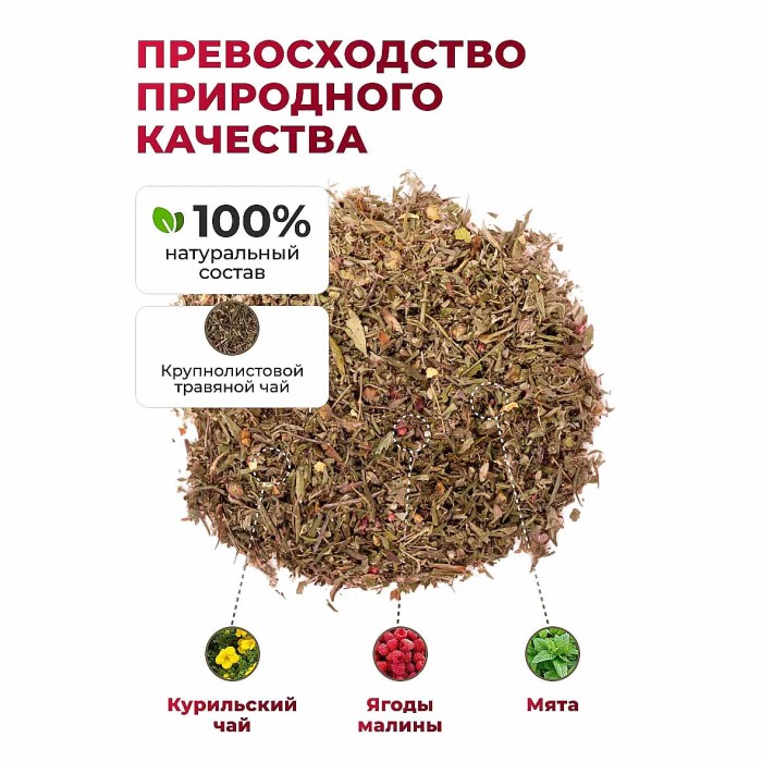 Напиток чайный Предгорья Белухи Курильский чай с лесной малиной и мятой 55гр пэт