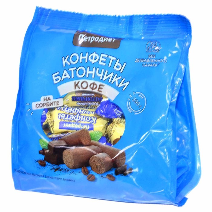 Конфеты Петродиет батончики кофе со стевией на сорбите 200гр м/у