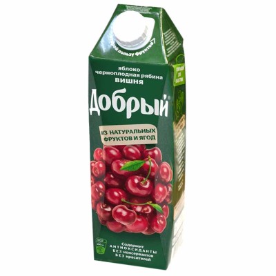 Нектар Добрый из яблок,черноплодной рябины и вишни 1л т/п