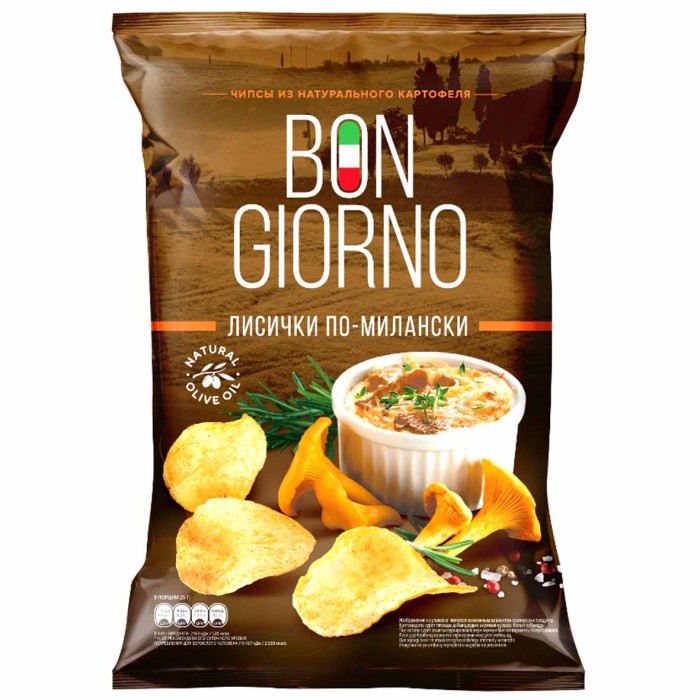 Чипсы Bon Giorno со вкусом лисички по-милански 80гр м/у