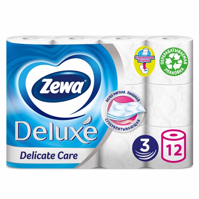 Бумага туалетная Zewa Deluxe Delicate Care 3сл 12рул м/у