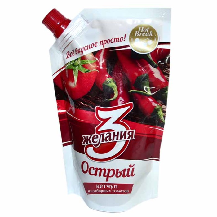 Кетчуп 3 желания Острый 250гр д/п