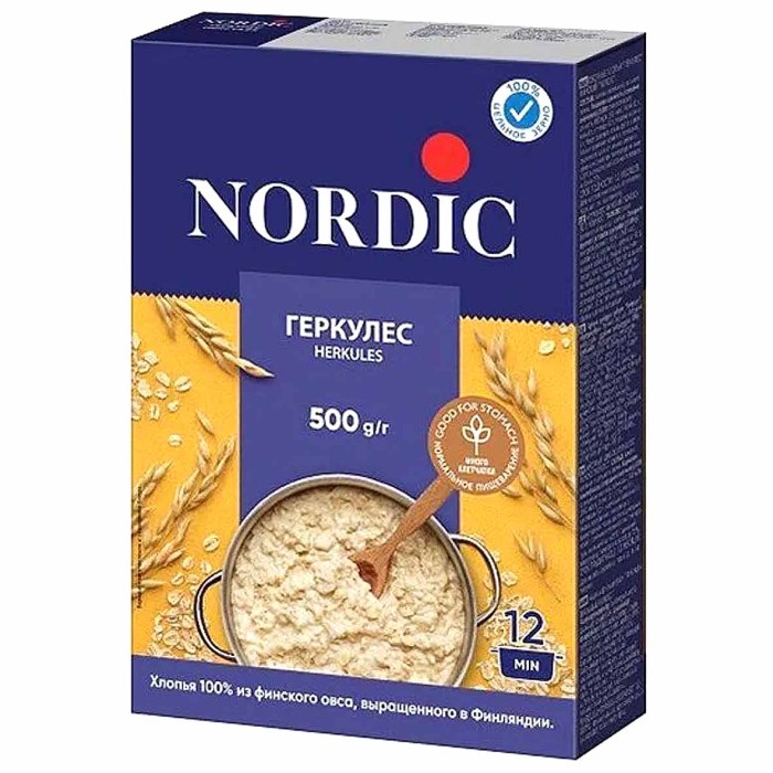 Хлопья овсяные Nordic Геркулес 500гр к/у