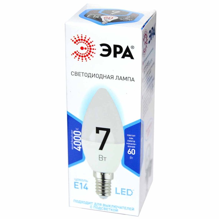 Лампочка светодиодная Эра В35-7w-840-E14 к/у