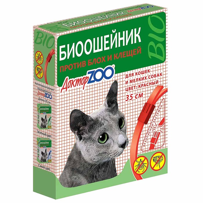 Биоошейник Доктор ZOO для кошек и собак красный 35см артZR0922