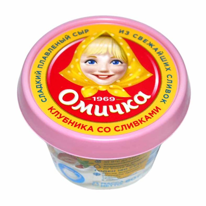Сыр плавленый Ястро Омичка клубника со сливками 80гр пэт